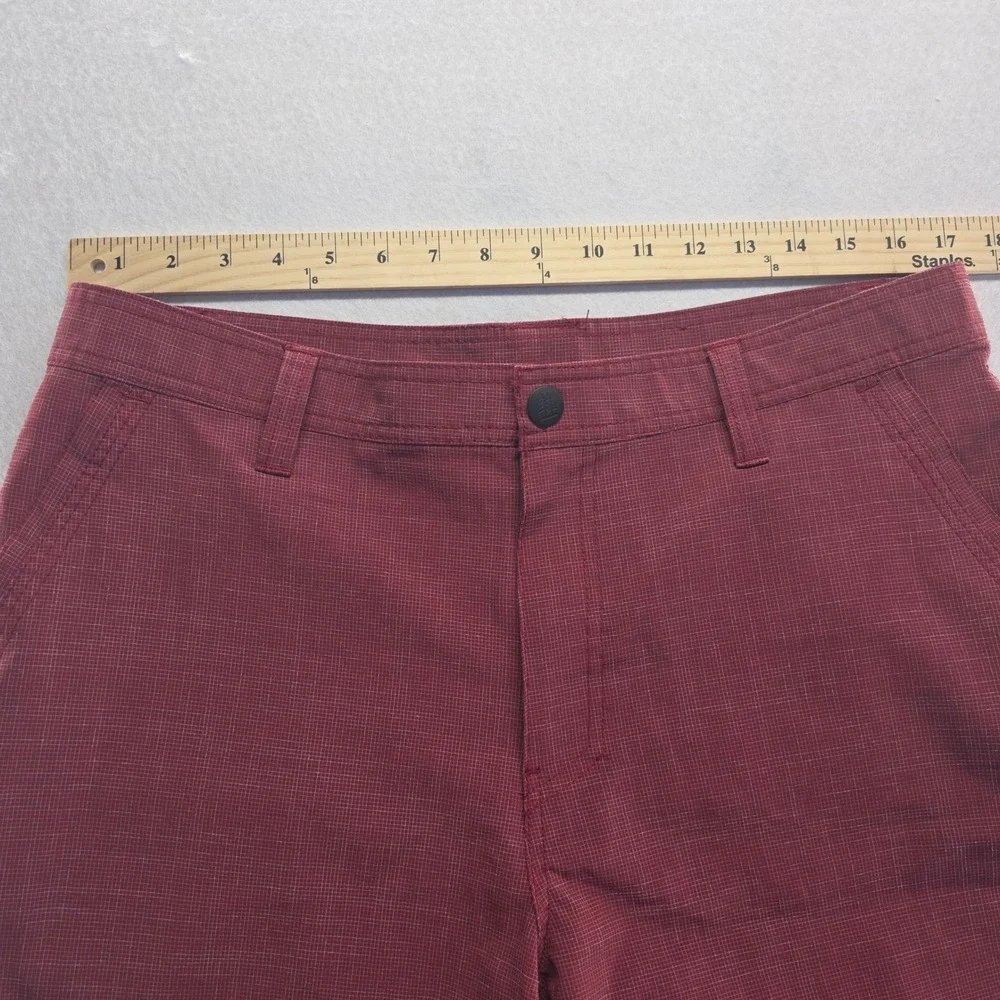 GH‎ Bass & Co Mens Burgundy Checkered Flat Front Shorts Size 34